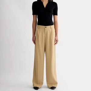 Everlane The Trouser Wide Leg Trouser in Tan Size 0